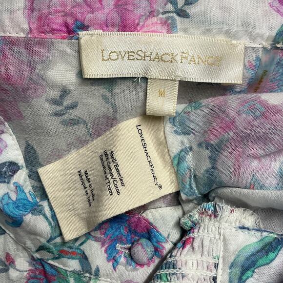 Loveshackfancy Cropped White & Pink Triste Shirt Size M - Picture 4 of 4